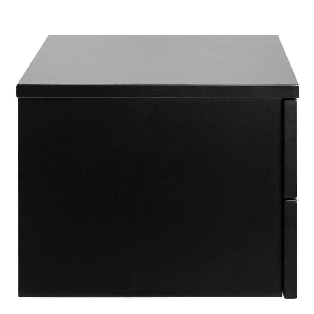 Antigo Wall Hung Wooden Bedside Cabinet With 2 Drawers In Black