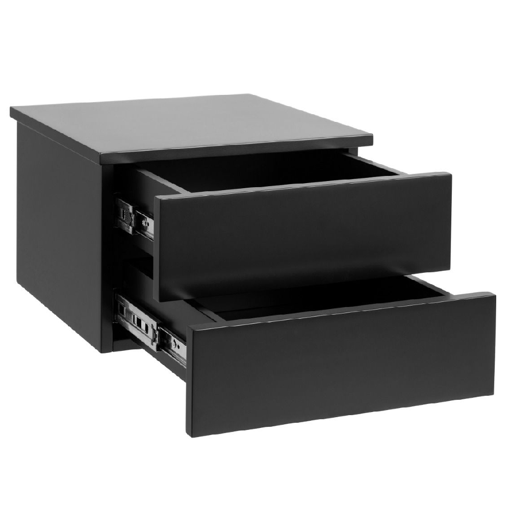 Antigo Wall Hung Wooden Bedside Cabinet With 2 Drawers In Black