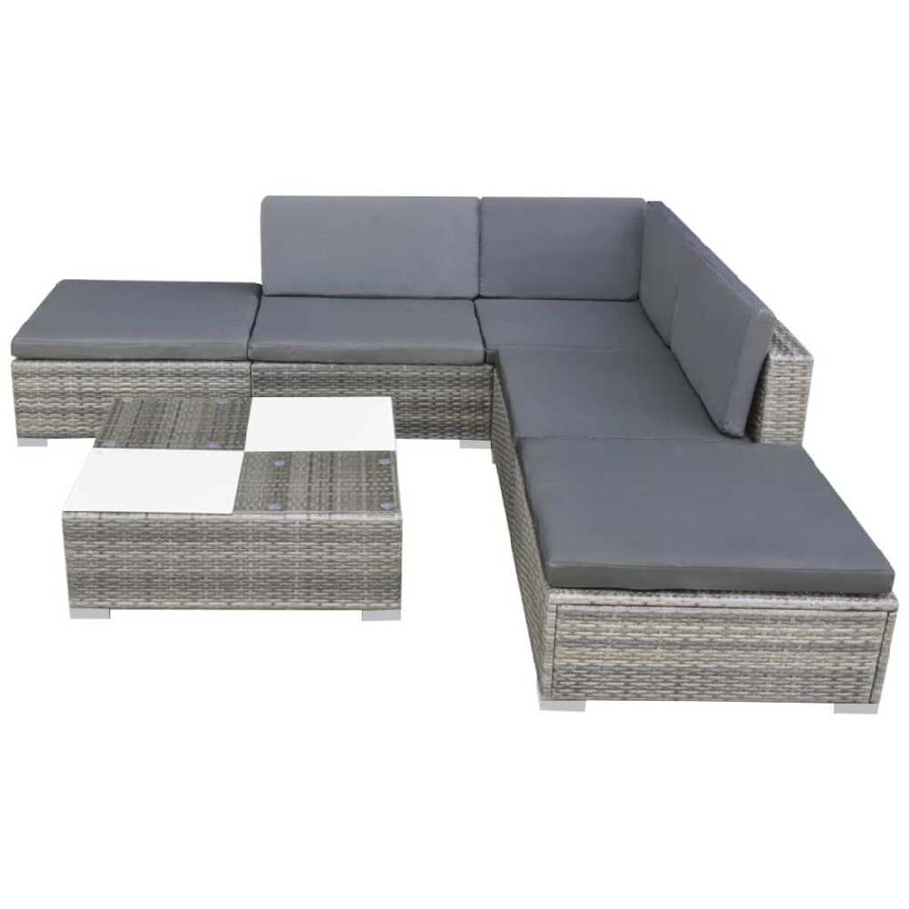 Antioch Rattan Garden Lounger Set With Coffee Table In Grey