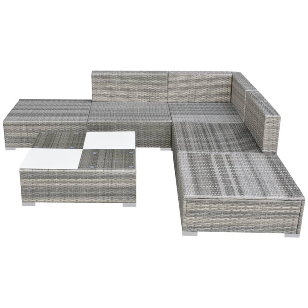 Antioch Rattan Garden Lounger Set With Coffee Table In Grey