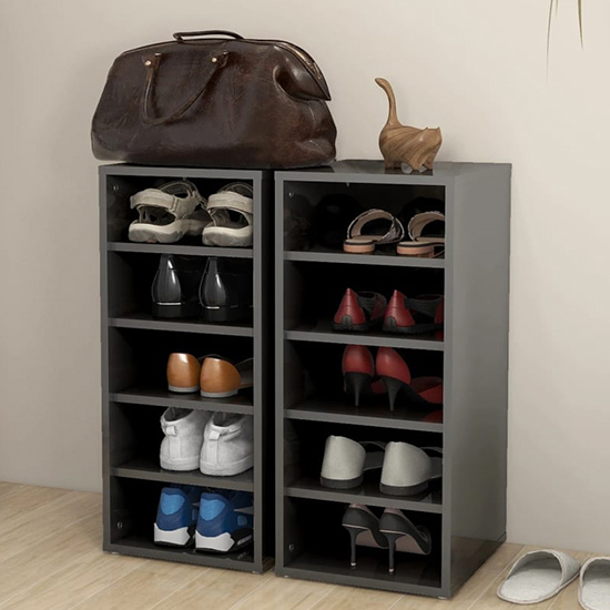 Read more about Antioch set of 2 high gloss shoe storage rack in grey