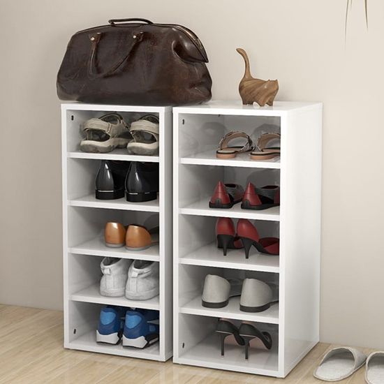 Read more about Antioch set of 2 high gloss shoe storage rack in white