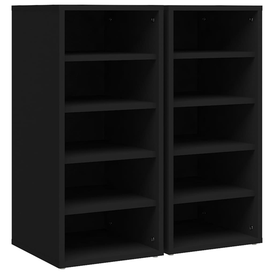 Antioch Set Of 2 Wooden Shoe Storage Rack In Black