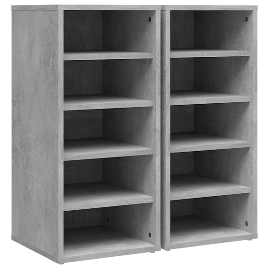 Antioch Set Of 2 Wooden Shoe Storage Rack In Concrete Effect