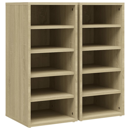 Antioch Set Of 2 Wooden Shoe Storage Rack In Sonoma Oak