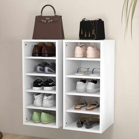 Antioch Set Of 2 Wooden Shoe Storage Rack In White