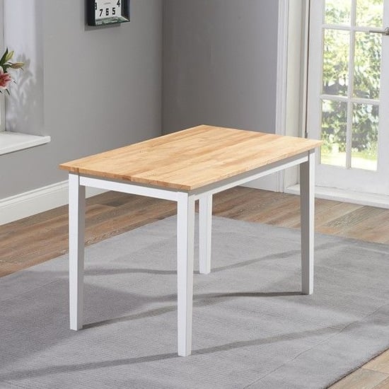 Ankila Rectangular 115cm Wooden Dining Table In Oak And White_2