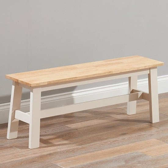 Ankila 120cm Wooden Dining Bench In Oak And Cream