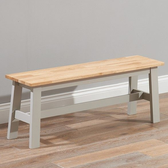 Ankila Wooden Large Dining Bench In Oak And Grey