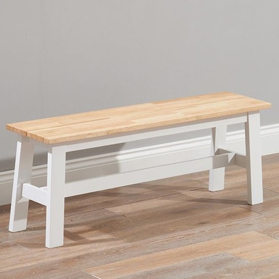 Ankila 120cm Wooden Dining Bench In Oak And White