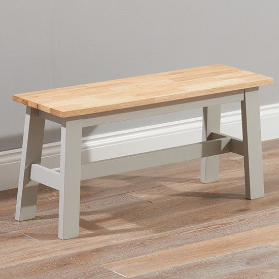 Ankila 95cm Wooden Dining Bench In Oak And Grey