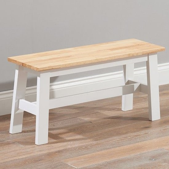 Ankila 95cm Wooden Dining Bench In Oak And White