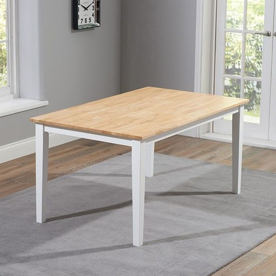 Ankila Rectangular 150cm Wooden Dining Table In Oak And White_2