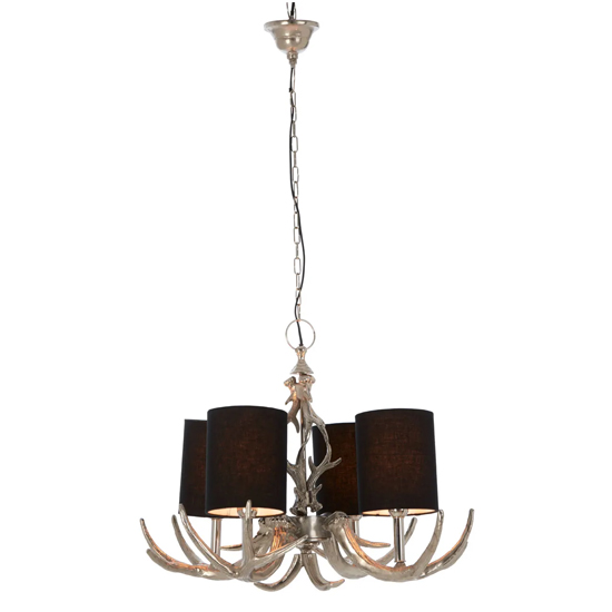 Product photograph of Antlor 4 Fabric Shades Chandelier Ceiling Light In Silver from Furniture in Fashion