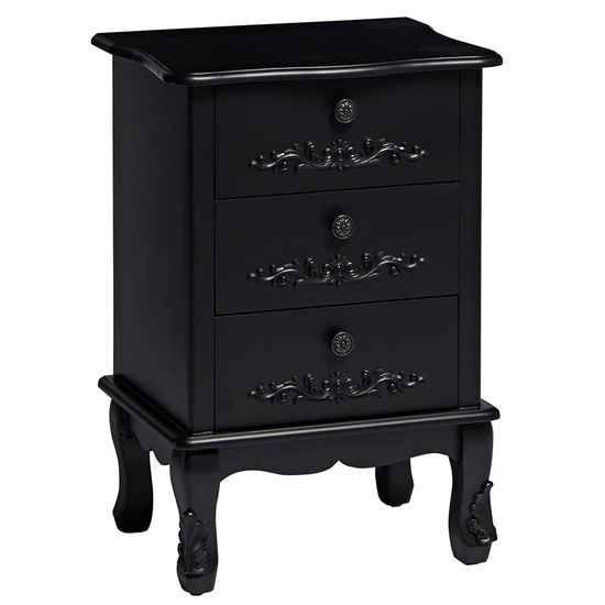 Read more about Antoine wooden bedside cabinet with 3 drawers in black