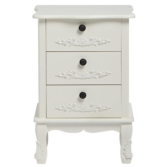 Antoine Wooden Bedside Cabinet With 3 Drawers In White