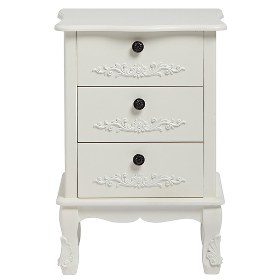 Read more about Antoine wooden bedside cabinet with 3 drawers in white