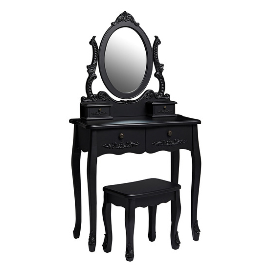 Product photograph of Antoine Wooden Dressing Table Set In Black from Furniture in Fashion