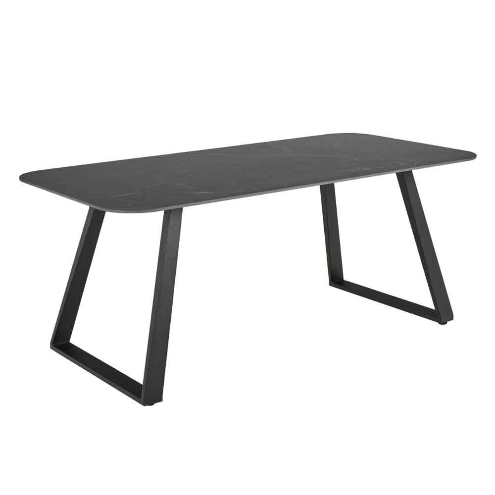 Antora Ceramic Top Dining Table with Metal Legs in Black