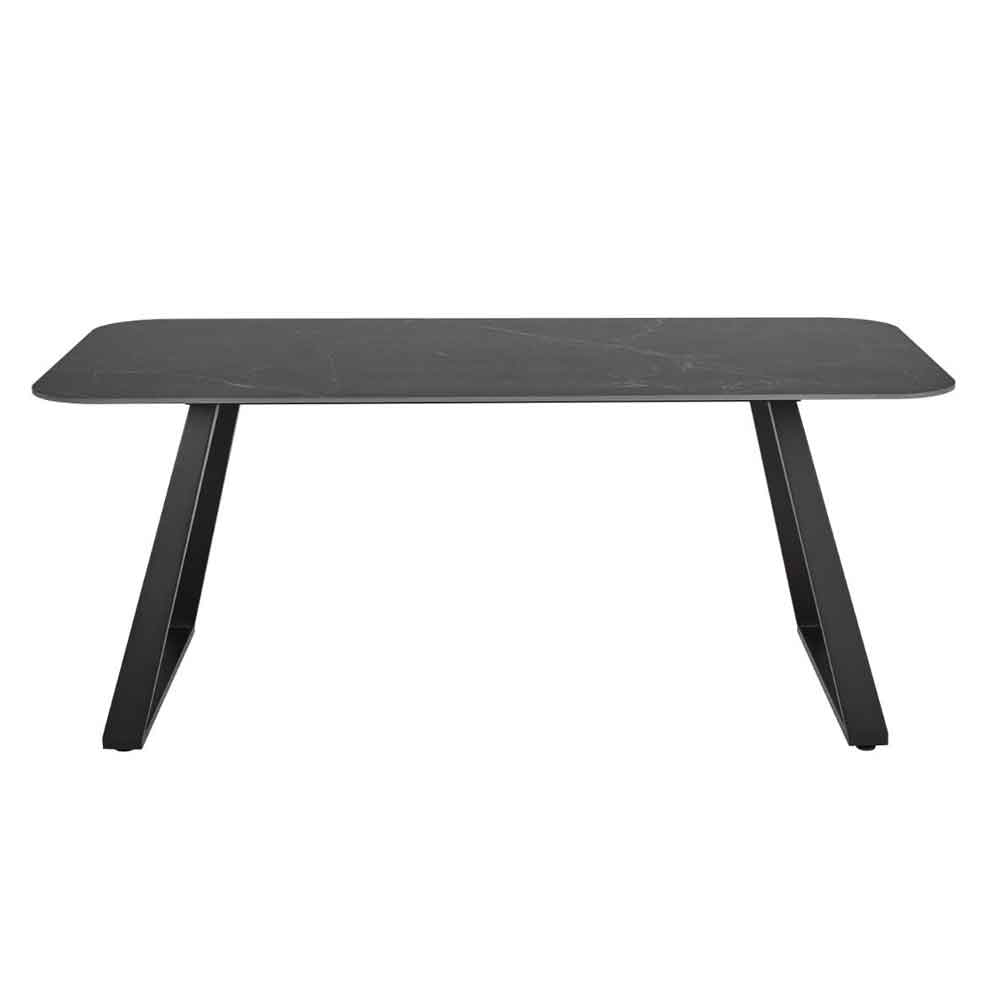Antora Ceramic Top Dining Table with Metal Legs in Black
