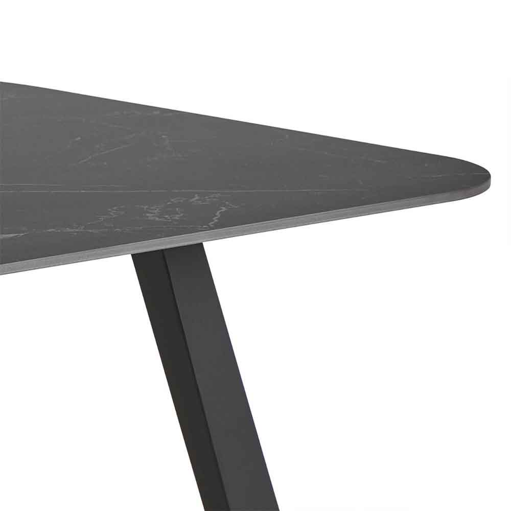 Antora Ceramic Top Dining Table with Metal Legs in Black