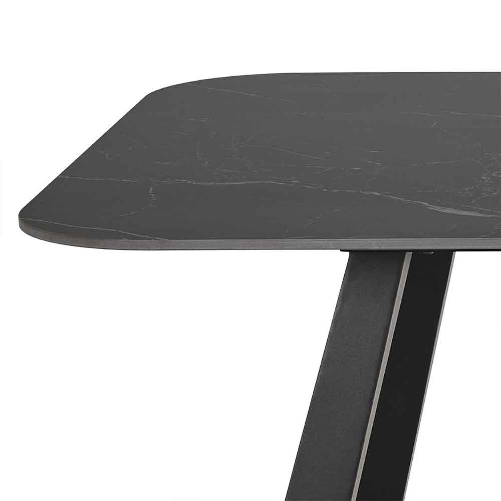 Antora Ceramic Top Dining Table with Metal Legs in Black