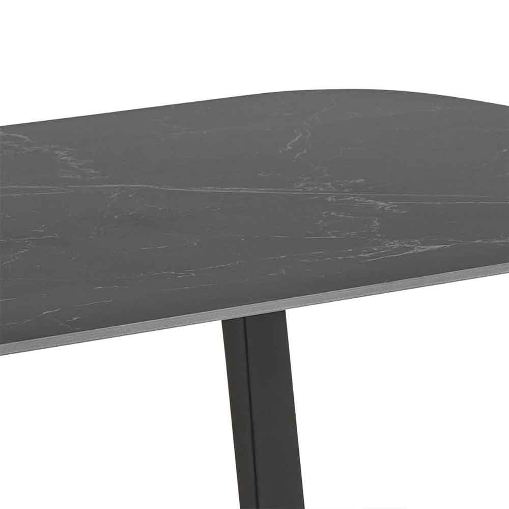 Antora Ceramic Top Dining Table with Metal Legs in Black