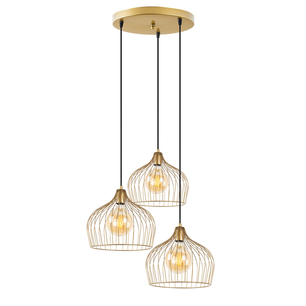 bek 3 light metal ceiling pendant light in gold-image-132928