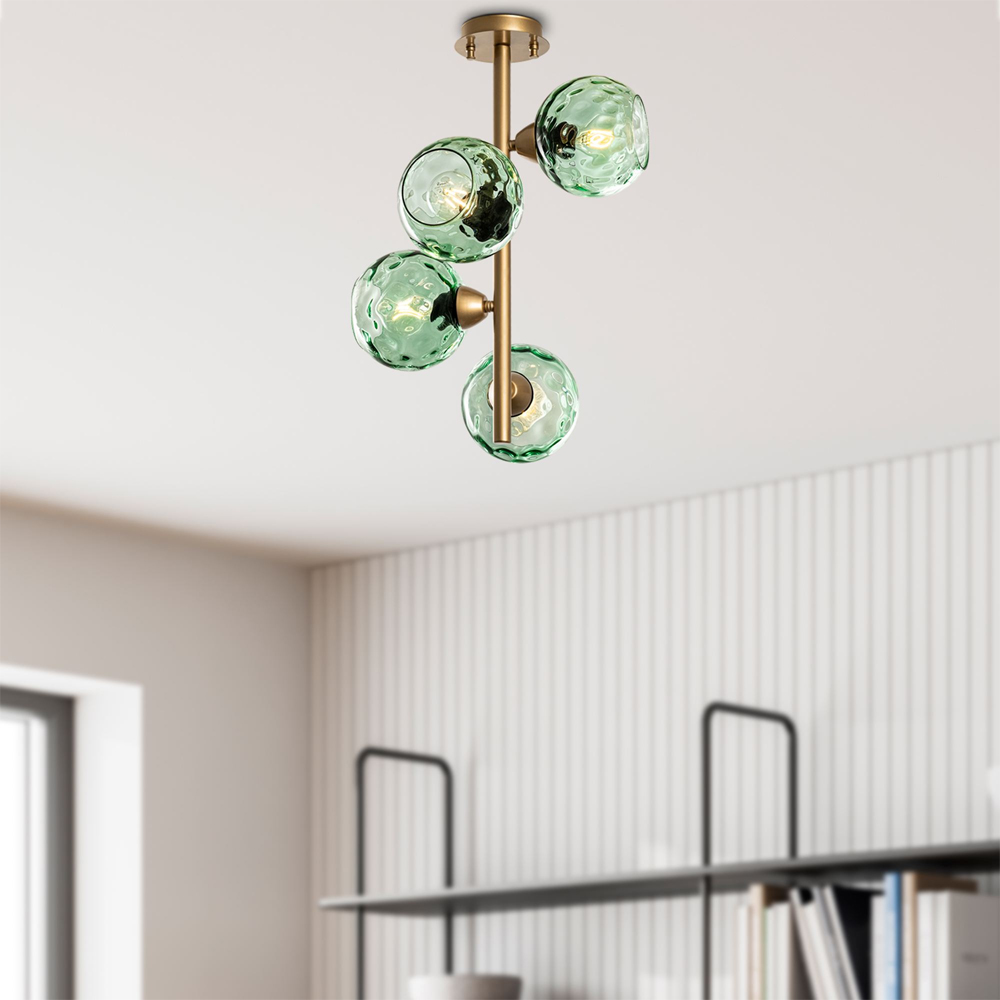 Benek 4 Light Metal Ceiling Pendant Light in Mint and Gold