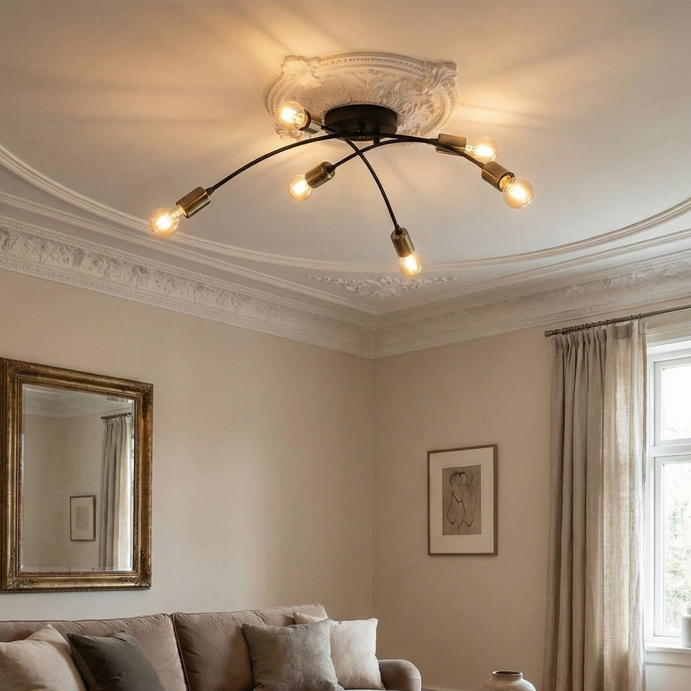 Brelan 6 Light Metal Ceiling Light in Vintage and Black