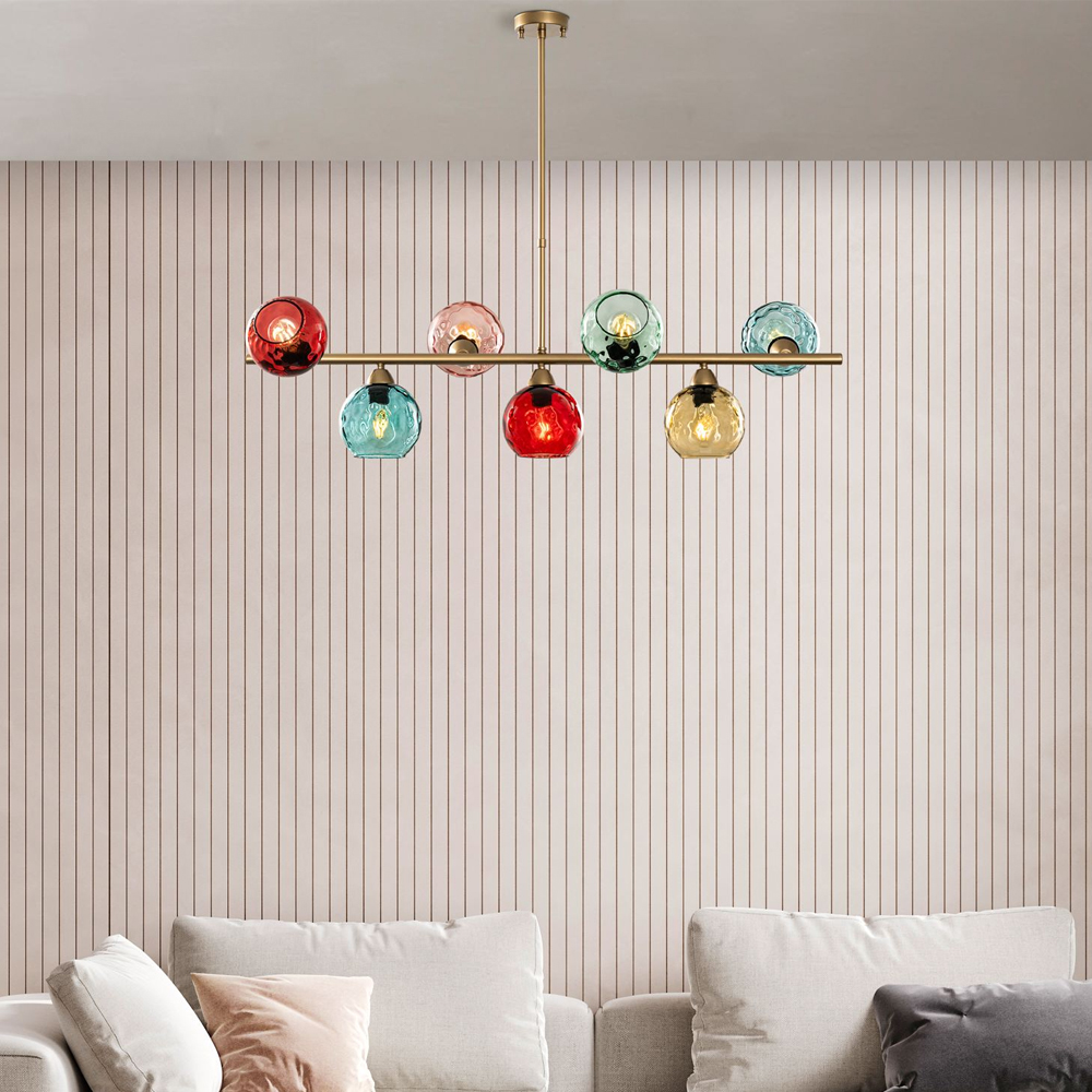 Benek 7 Light Metal Ceiling Pendant Light in Multicolour