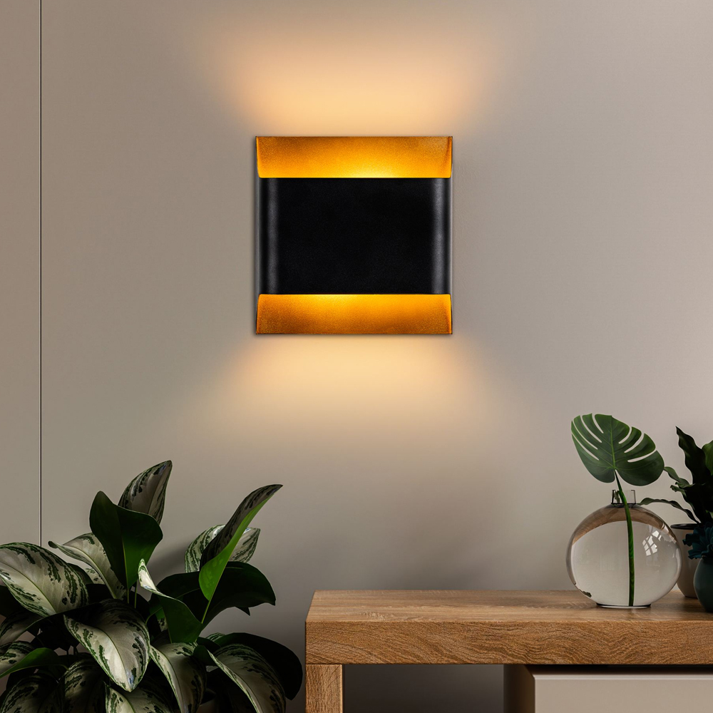 Bera Large Square Metal Wall Light in Black