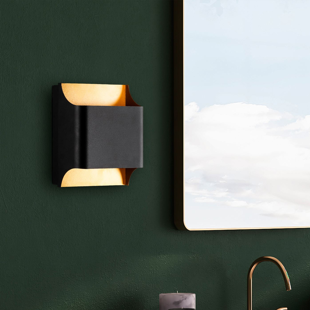 Bera Large Square Metal Wall Light in Black