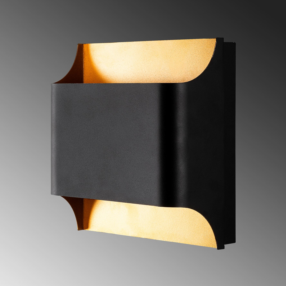 Bera Large Square Metal Wall Light in Black