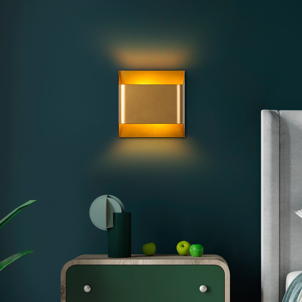 Bera Large Square Metal Wall Light in Gold