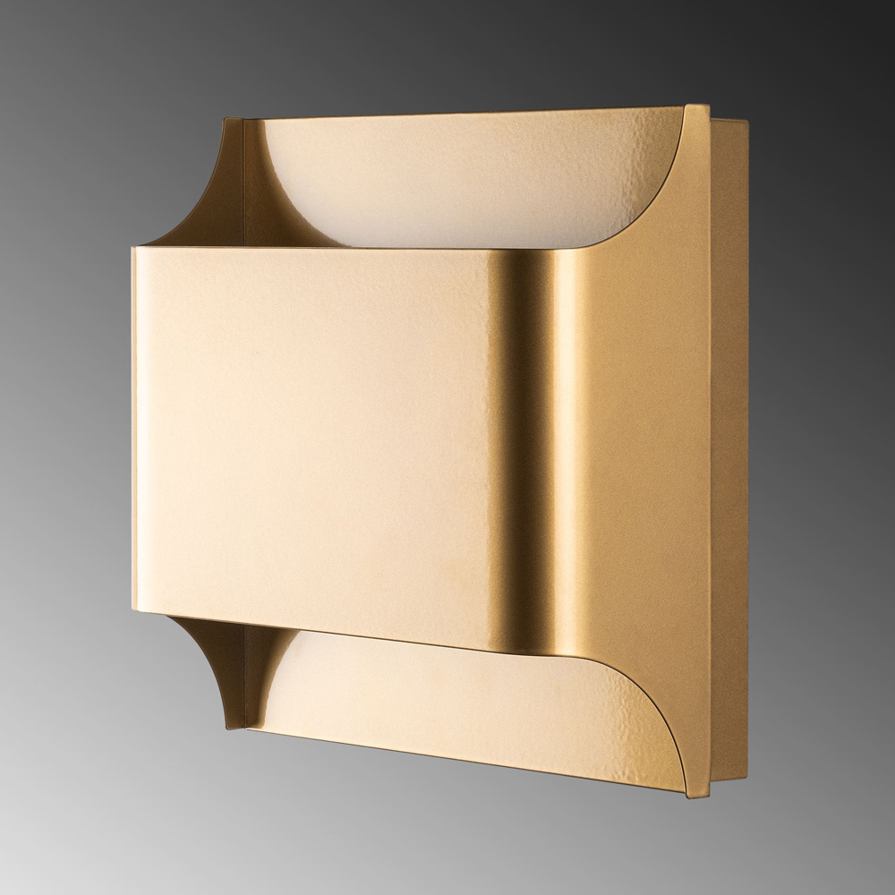 Bera Large Square Metal Wall Light in Gold