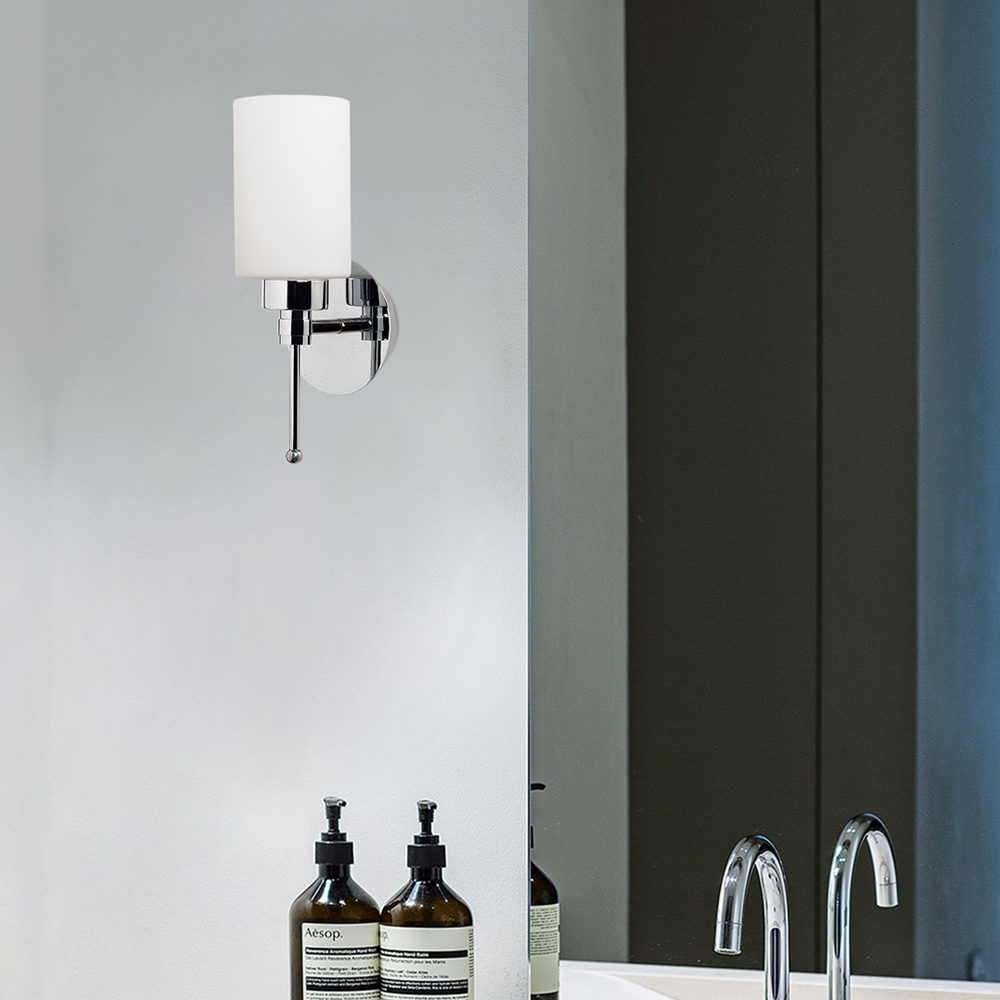 Balcova Metal Bathroom Wall Light in Silver
