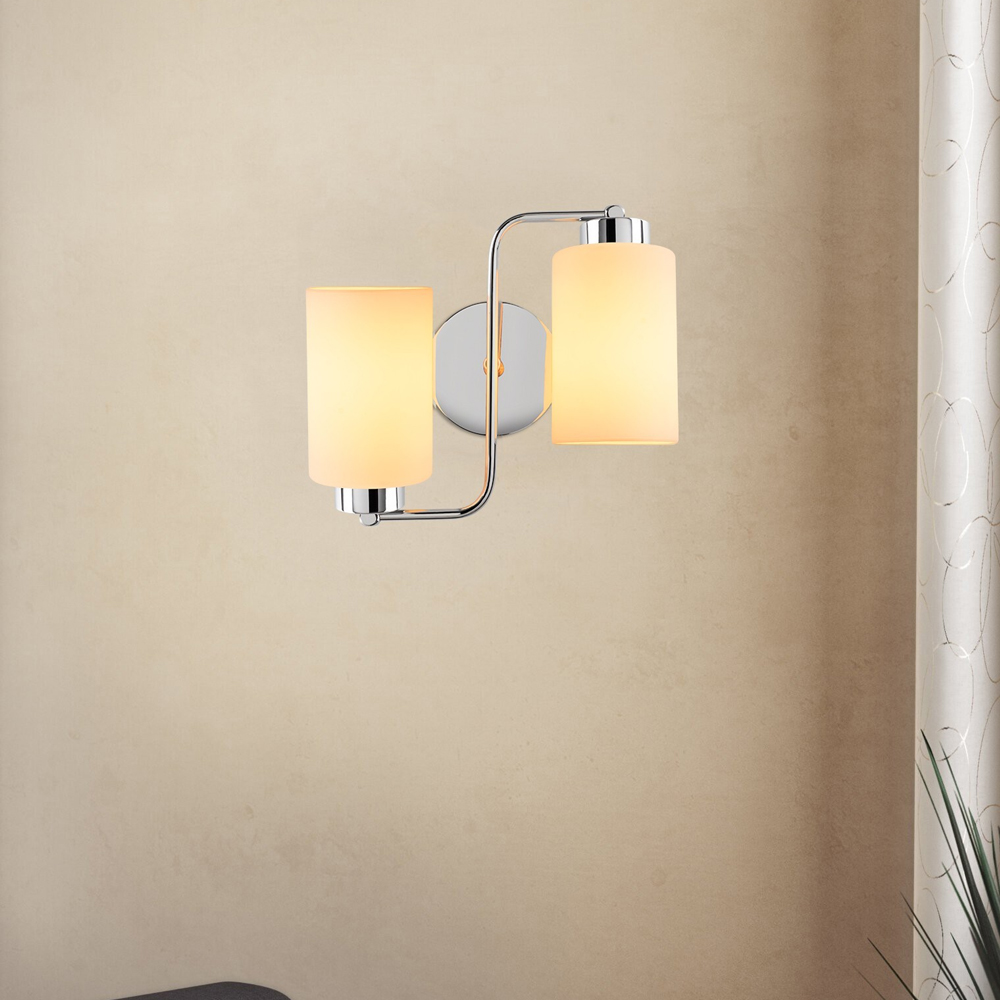 Balcova Metal Bedroom Double Wall Light in Silver