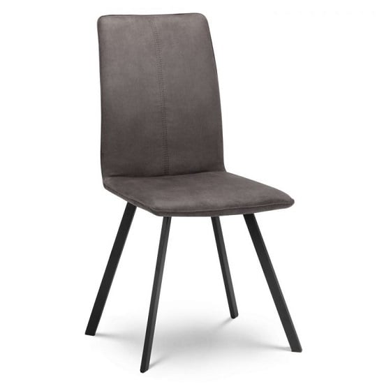 Maclean Fabric Dining Chair In Charcoal Grey With Black Steel Legs
