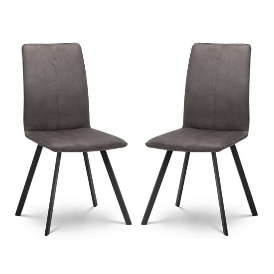 Anya Fabric Dining Chairs In Charcoal Grey Suede In A Pair