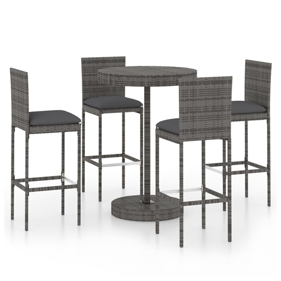 Product photograph of Anya Large Poly Rattan Bar Table With 4 Audriana Chairs In Grey from Furniture in Fashion