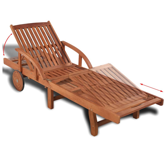 Anya Outdoor Acacia Wooden Sun Lounger In Natural