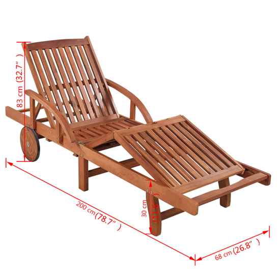 Anya Outdoor Acacia Wooden Sun Lounger In Natural
