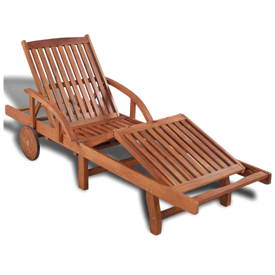 Anya Outdoor Acacia Wooden Sun Lounger In Natural