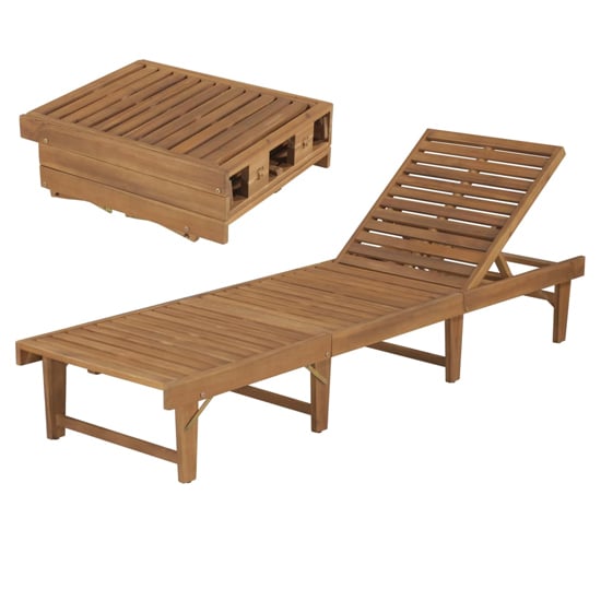 Anya Outdoor Acacia Wooden Sun Lounger In Oil Natural