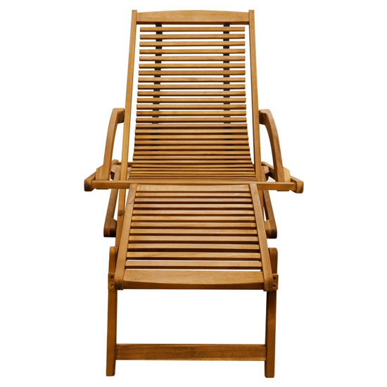 Anya Outdoor Wooden Sun Lounger With Footrest In Light Oak