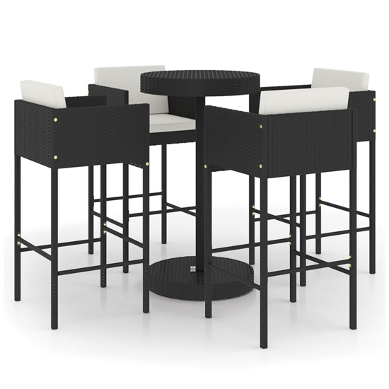 Anya Large Poly Rattan Bar Table With 4 Avyanna Chairs In Black_2
