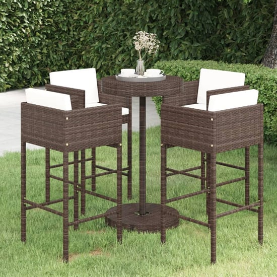 Anya Large Poly Rattan Bar Table With 4 Avyanna Chairs In Brown_1
