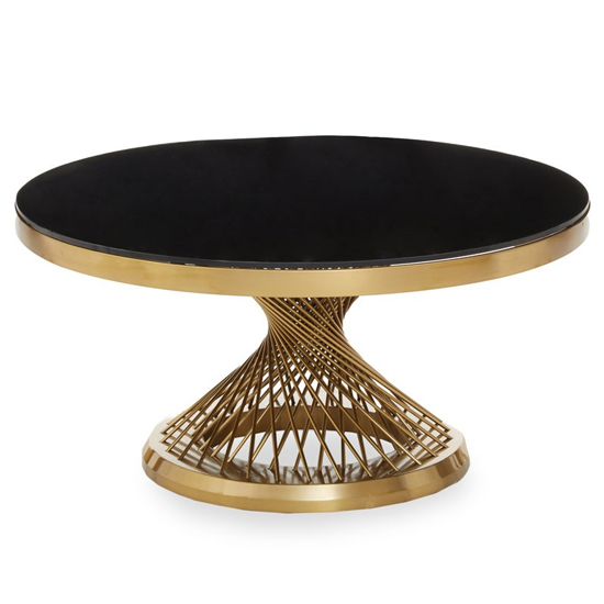 Anza Black Glass Top Coffee Table With Gold Metal Base FiF