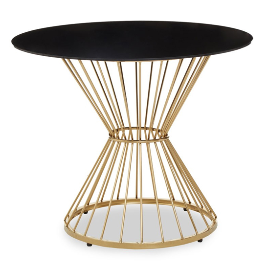 Anza Black Glass Top Side Table With Gold Metal Frame FiF